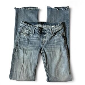 Y2K Silver Jeans Co Western Tuesday Slim Boot Blue Distressed Low Rise Jeans W27